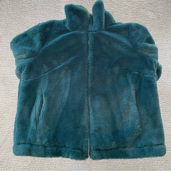 Urban Outfitters Green faux fur jacket size M - Picture 3 of 7